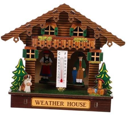 BESPORTBLE Barometer-thermometer-hygrometer Für Außenbereich Holzhaus-wetterstation Zum Aufhängen Präzise Temperatur-feuchtigkeitsanzeige Robuste Bauweise Für Innen Und Außenbedingungen