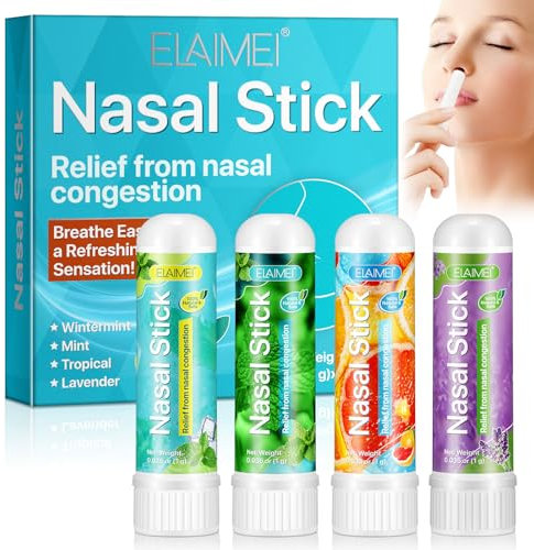 4 Stück Nasal Stick, Riechstifte für ätherische öle, Minze-Aromatherapie-Naseninhalator, Bietet Frische Kühlung Sensation, Verbessert die Atmung und Steigert Den Fokus