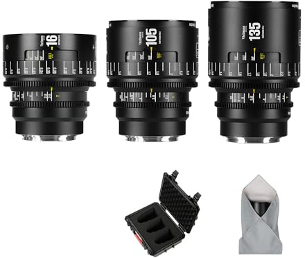 7artisans 16mm T2.5/105mm T2.1/135mm T2.4 Infinte Series Professionelles manuelles Vollformat-Cine-Objektiv, kompatibel mit EF-Mount, Schwarz