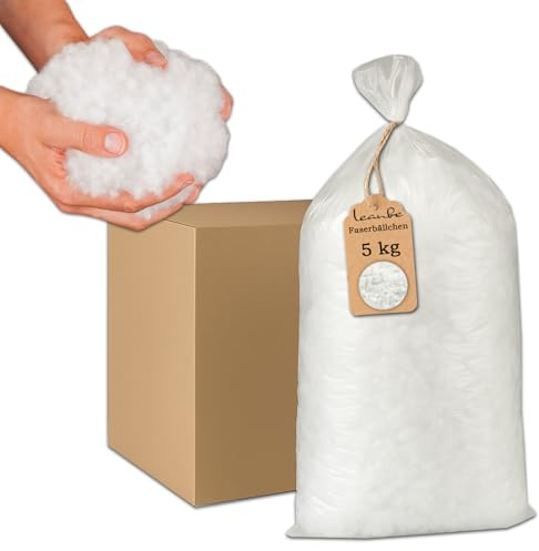 Leanbe Faserbällchen Kissenfüllung – Füllmaterial für Kissen, Sitzkissen, Tierbetten, Poufs und DIY-Projekte (5 kg ≈ 250 L) – Weich, Elastisch, Waschbar