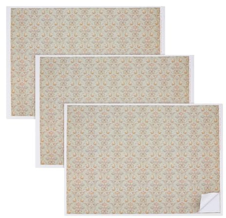 OLYCRAFT 3 piezas miniatura minihaus papel pintado 1:12 retro patrón floral casa de muñecas tablones papel pintado autoadhesivo casa de muñecas juego mini papel pintado para bricolaje mesa de arena