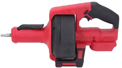 Srliya Déboucheur électrique sans Fil, Serpent de 7 M, motorisé, avec Lampe de Travail LED, Portable et Avance Automatique pour Salle de Bain et égouts. (Rouge)