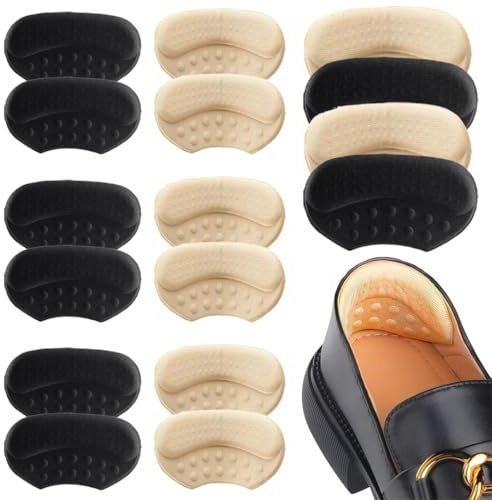 NOPVUFA 8 Coppie Cuscinetti Tallone con Sole Autoadesivi Proteggi Tallone per Scarpe Troppo Grandi Uomini e Donne Nero Beige Ottima qualità Duratura Morbida Antiscivolo