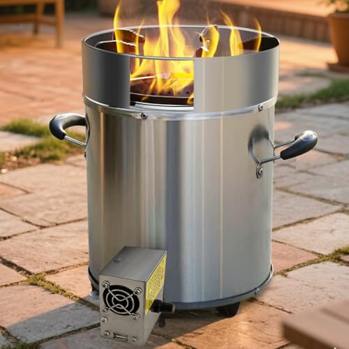 Camping Tent Stove Stainless Steel Wood Burning Stove Portable Outdoor Cooking Heater with Wind Guard und Ash Outlet for Outside Camping Backyard Garden Barbecue Silver