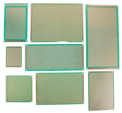 Toddmomy 8pcs Single-sided Green Fiberglass Circuit Board Set 6x8cm to 15x25cm, Solderable Perforated Pcb Breadboard for Electronic Prototyping and DIY Soldering Projects