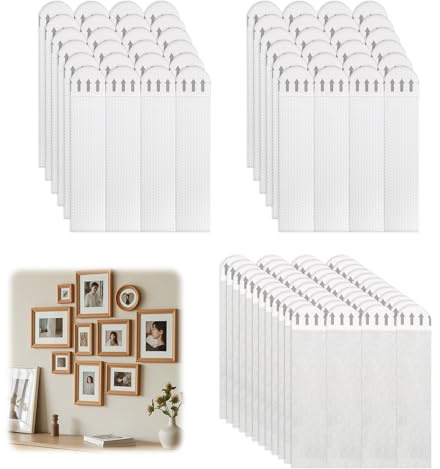 Picture Hanging Strips Heavy Duty 48 Pairs, Removable Adhesive Hook and Loop Tape 16x70mm, Damage Free Wall Hanging Strips for Frames, Posters, Photos and Decorations
