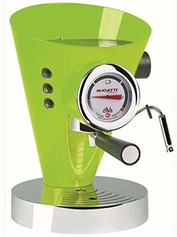 BUGATTI, Diva, Espresso Coffee and Cappuccino Machine, for Ground Coffee and Pods, Non-Stop Steam Function, 15 bar, 950 W, Capacity 0.8 Liter, Elegant Design (Green Apple)
