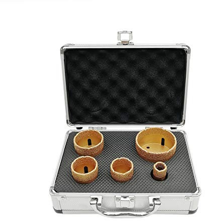SHDIATOOL 5 Pezzi/Set di Punte Diamantate per Trapano con Alluminio Scatola 20/35/40/50/68mm con Filettatura M14 per Porcellana Piastrella Granito Marmo Taglio a Secco