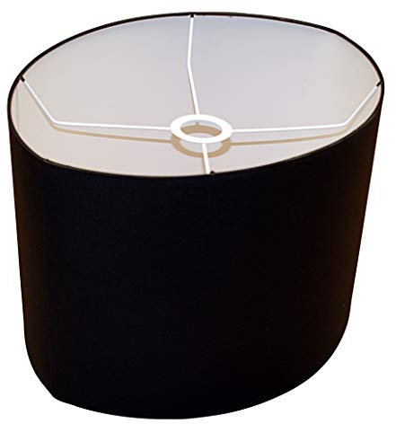 Pantalla 320 x 400 x 260 mm de diámetro más corto x diámetro más largo x altura | Elipse | Algodón negro | Montura E27 | Para lámparas de mesa, de pie y colgantes | Pantalla de 32 x 40 x 26 cm |