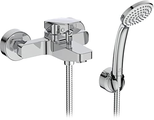Ideal Standard BD258AA Ceraplan Badearmatur zur Wandmontage mit Handbrause – Einhebel-Badearmatur Aufputz DN 15 Ausladung 115 mm in Chrom