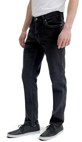 Urban Star Men's Slim Fit Stretch Jeans – Athletic Fit Tapered Denim – Superflex Comfort for Casual Wear and Work Attire – Black 30W x 32L