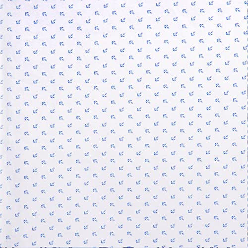 DéVa Dekostoff Lilly OC Anker weiß/blau in 1,6m Breite (METERWARE) Baumwollstoff Stoff aus 95% Bio-Baumwolle