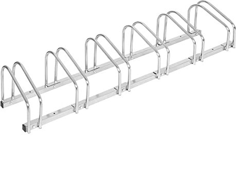 WOLTU Rastrelliera per Biciclette a 6 Posti Portabici, Montaggio a Terra/Muro Supporto Per Biciclette in Metallo Zincato, Argento