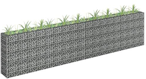 WIFESE Gabionen Hochbeet 360×30×90 cm Gabionenwand Steinkorb Gabione Gabionenkorb Pfosten Gabionen Zaun Gabionensäule Steingabionen Pflanzenwand Gabionenkörbe Verzinkter Stahl