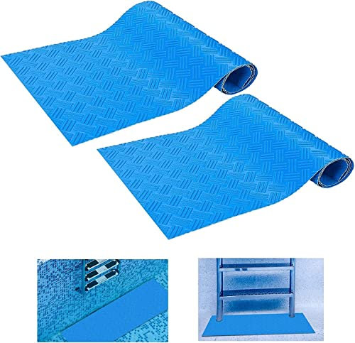 GIONAR 2 tapis d'escalier de piscine 90 x 23 cm, antidérapant, PVC, bleu