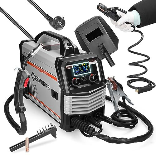 Geevorks Poste à souder multifonction 4 en 1 MIG MMA MAG TIG-160C Machine à souder électrique portable multi-usages avec écran LCD 120 A Grand courant