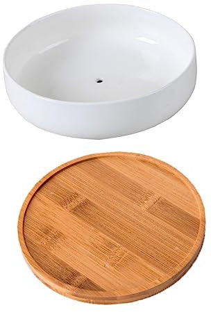 Yardwe Keramik-Blumentopf, weiße Blumentöpfe, Heimdekoration, runder Übertopf für Sukkulenten, Sukkulenten, Blumentopf, Fenster, Pflanzgefäß, Gartenpflanzer