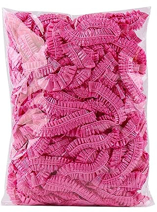 Einweg-Duschhauben 100 Stück Duschhauben Breite Dicke Transparent Elastische Haar Duschhaube Geeignet Für Frauen Reisen Heimgebrauch (100 Farbige Kante) Smm282 (Pink, D)