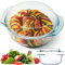 Retoo Fuente de Cristal para Horno, Cacerola Redonda, Resistencia a Choques Térmicos, Vidrio al Boro, Tapa, Cuenco 1.5 l para Lasaña, Tiramisú, 23,5 x 20,5 x 10,5 cm, Transparente