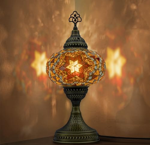 VALVELLO | Lampada A Mosaico | Marrone | Turca Marocchina, Stile Tiffany, Decorativa In Vetro Per Camera Da Letto, Soggiorno, Regalo Per Occasioni Speciali/Persona Speciale