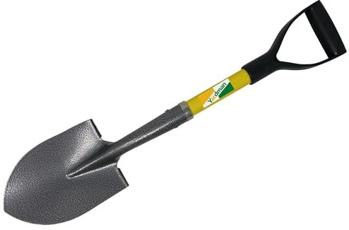 YARDMAN Small Sturdy Mini Spade Shovel - Steel Round Head - Fibreglass Shaft - Strong Quality Plastic Grip