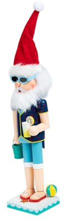Zerodeko Schiaccianoci in Legno Di Natale Statuetta Da Tavolo Artigianale Ornamento Natalizio Realistico Vestito Come Babbo Natale Per Decorare Scaffali e Tavoli Durante Le Feste