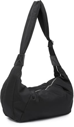 EnhbZoilism Borsa Donna Nylon, Hobo, Borsa a Tracolla Leggera e Impermeabile, Tracolla Regolabile e Larga, Aa Nero, Taglia Unica