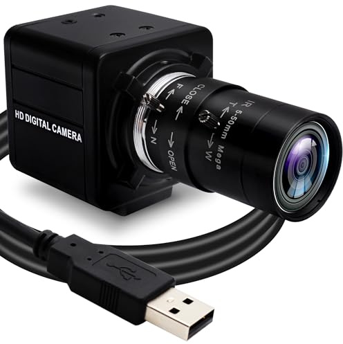 SVPRO USB-Kamera, 1080P, 60 fps, Hochgeschwindigkeit, 260 fps bei 360p, 120 fps bei 720 p, UVC-Kamera für Golfschwung, Maual-Fokus-Webcam mit 5–50 mm Varifokalobjektiv, 10-facher optischer Zoom für