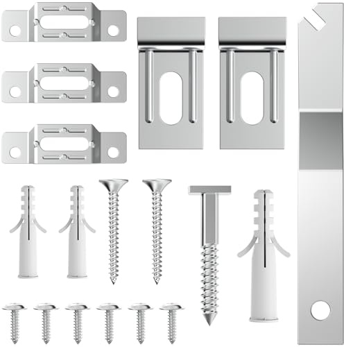 Kits de seguridad para colgar con tornillos de cabeza en T, 25 paquetes, colgadores de seguridad para cuadros con tacos, juego completo de ganchos de seguridad para marcos de madera y metal, ganchos