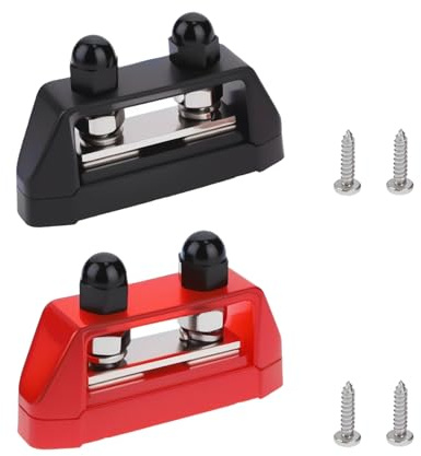 eMagTech 2pcs Barras Colectoras de Doble Perno M8 de 5/16 Bloque de Distribución de Energía Barra Colectora de Doble Perno de Energía Unión de Terminales con Tornillos para Automóvil Barco Marino