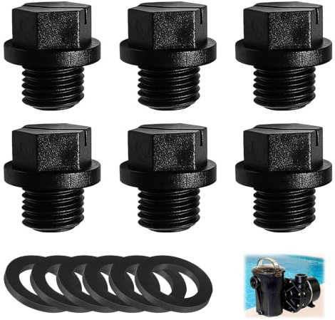 YJSDDNTY 6 Stück Pool Ablassschraube,Schwimmbecken-Ablassschraube,Pool Pump Parts,Ablassstopfen mit Dichtungen