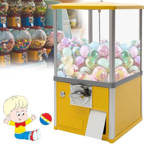 Kommerzieller Kaugummiautomat, SüßIgkeitenautomat, Kapselautomat Mit SchlöSsern für Kapselspielzeug mit 4,5–5,5 Cm Durchmesser für Geburtstage, Weihnachten Und Kinderpartys,Yellow
