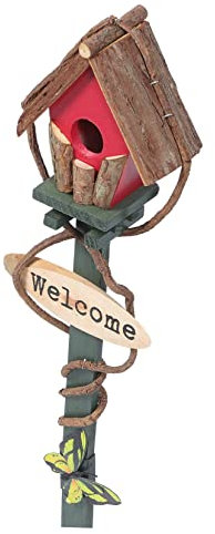 FUTUREORYY Garden Bird House Stake Lightweight Rattan Birdhouse for Outdoor Decor for Kindergarten Ground Insert and Garden Ornament Durable and Easy to Store Design Random Color