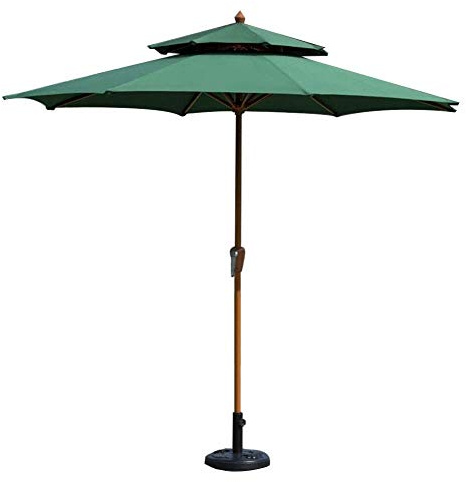 Garden Parasol 9' Round Double Top Patio Sun Umbrella Perfect For Outdoor Yard Beach Commercial Event Market Camping Pool Side