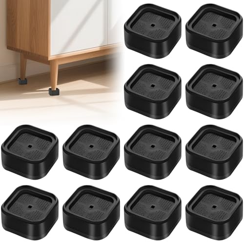 Vexran 12 Stackable Bed Risers Furniture Boosters | Stable plastic furniture risers create extra storage under beds and desks.