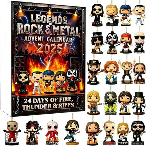 Legends of Rock & Metal Adventskalender 2026 NEW, 24 Tage Countdown-Kalender Mit Kultigen Musikfiguren Zum Sammeln, Geeignet Für Halloween Und Weihnachten, Geschenke Für Rock- Und Metal-Fans (1PCS)