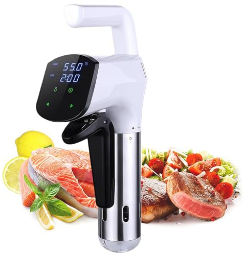 Gvqng Cocedor Sous Vide con Pantalla Digital Led, Kit EléCtrico Sous Vide De 1800 W con Control De Temperatura Y Tiempo, Cocedor De PrecisióN con Circulador TéRmico,Blanca