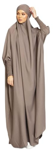 HengBo LED Damen Muslim Roben Einfarbig Lose Muslimisches Kleid Mit Kapuze Islamische Gebetskleidung Kaftan Türkei Islam Dubai Türkei Kleid in voller Länge mit Hijab