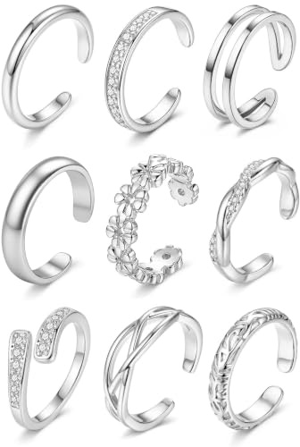 Minnario 9 Pcs Bagues d'Orteil Femme Bague de Pied Plaqué Or 14K