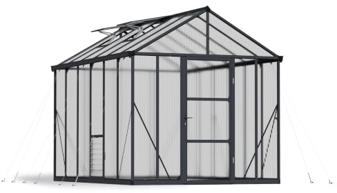 Canopia by Palram Gewächshaus Gross Glory 8x12 Treibhaus 253x364 cm Aluminium Anthrazit Tomatenhaus Polycarbonatplatten UV-beständig