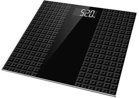 Electronic Bathroom Scale with Tempered Glass Balance Platform, Antiskid Surface, Large Easy Read LCD Display