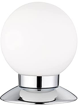 Reality Leuchten LED Tischleuchte, Metall Chrom, Glas opal weiß matt, inkl. 3 Watt LED, R52551906 Princess, 10 x 10 x 13 cm |