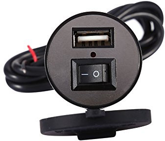 Motorcycle Electric USB with Switch Motorcycle Phone Power Adapter GPS USB Socket - Waterproof 12V to 5V 1.5A