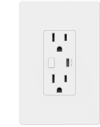 BN-LINK Smart Electrical Outlet with 2 Controlled Plugs and Type-C Charging, in-Wall Smart Wi-Fi Outlet with Voice and APP Remote Control, Compatible with Alexa and Google Assistant, 2.4GHz Wi-Fi Only