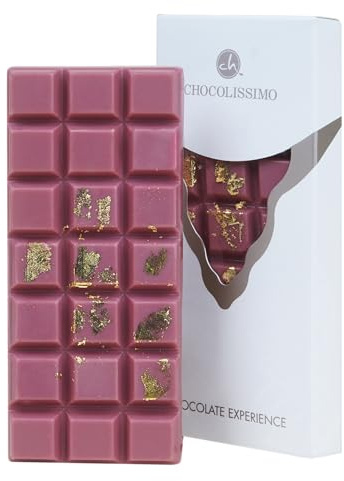 CHOCOLISSIMO - Schokolade Geschenk - Tafel Schokolade aus feinster Ruby-Kakaobohne, Weltneuheit - Rosa Schokolade mit Gold - Geschenkidee Frauen, Mama, Freundin, Geburtstag, Valentinstag, Jahrestag