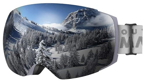 OutdoorMaster PRO Skibrille, OTG Schneebrille mit Wechselglas | Rahmenlose magnetische Skibrille für Damen und Herren mit Schnellwechsel, Anti-Beschlag, OTG, 100% UV400 und Etui.