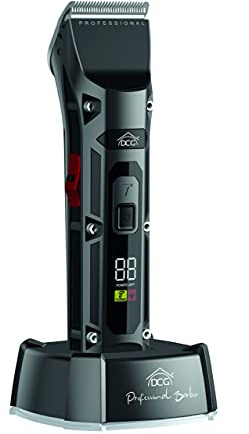 DCG HSM2800 - Cortapelos y cortabarbas recargable con base. Función de velocidad turbo. Batería de alta capacidad (2500mAh). Accesorios: 1 adaptador, 1 cepillo de limpieza y 4 peines guía.