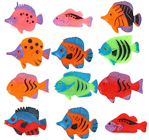 Molain Tropische Fische Spielzeug, 12 Stück Mini Tropische Fische Party Gefälligkeiten Kunststoff Fisch Spielzeug