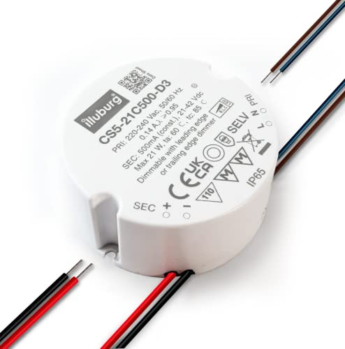 illuburg Trasformatore LED Dimmerabile TRIAC 500mA Corrente Costante 11W - 20W per Lampada LED Alimentatore Driver