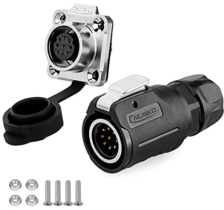 CNLINKO LP-16 Industrieller Wasserdichter Steckverbinder IP68 Rundsteckverbinder Schnellverschluss Luftfahrtstecker Anti-Interferenz-Shell Aviation-Anschluss M16 2-9 Polig Flanschdose (9 Polig)